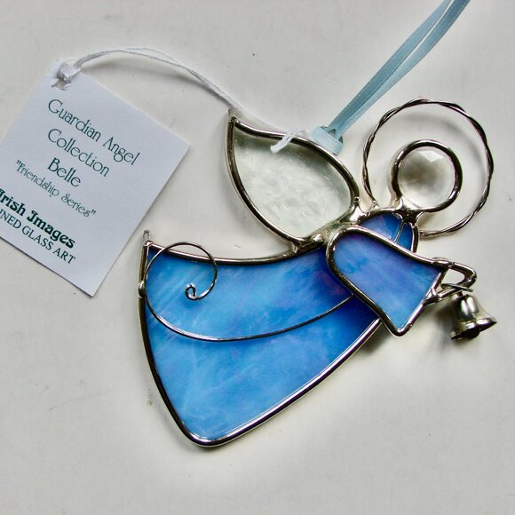 Guardian Angel Stained Glass Christmas Ornament Silver Metal Bell BRAND NEW NWT - Picture 2 of 7
